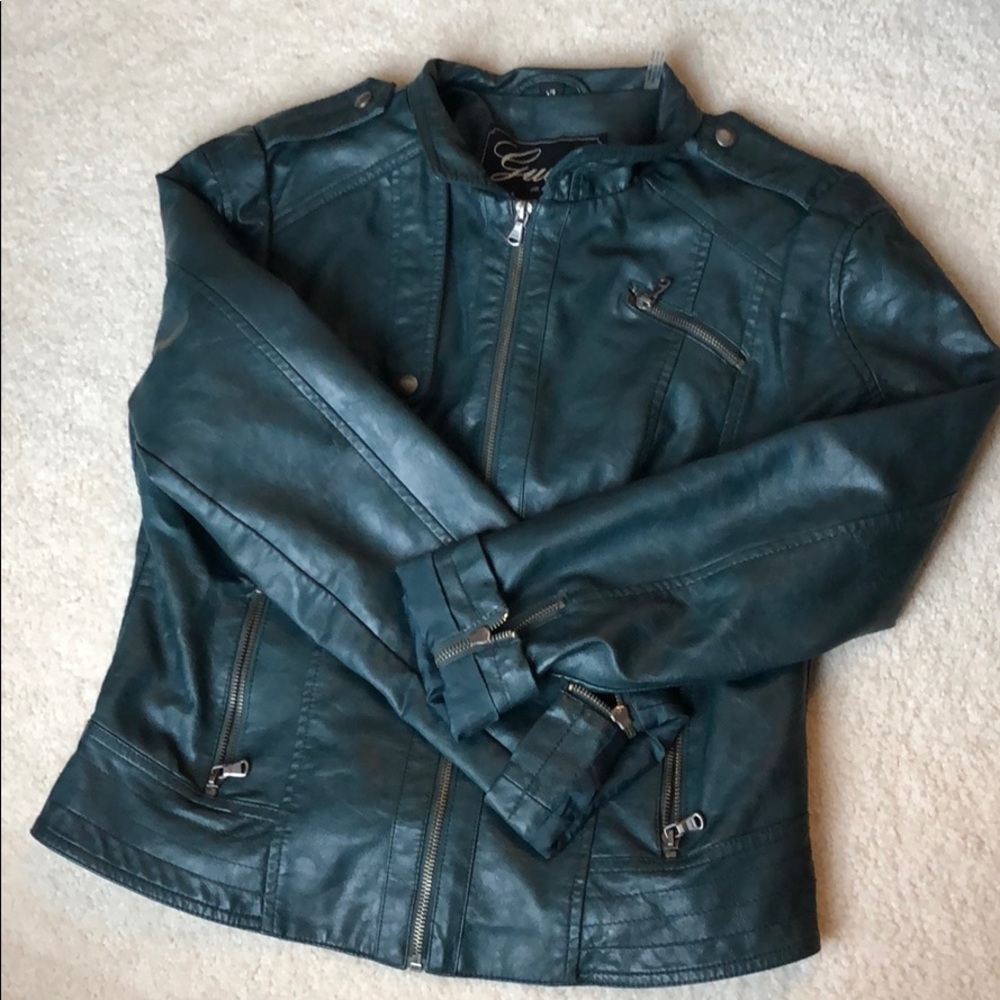 Dark green leather jacket